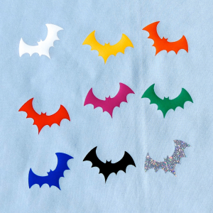 Fabric swatch with bat motifs