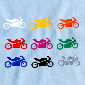 Fabric swatch with motorcycle motifs