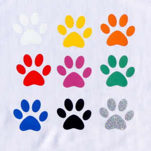 Fabric swatch with paw print motifs